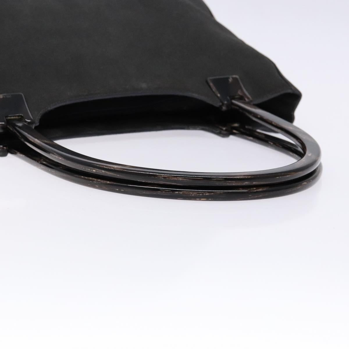 PRADA Tote Bag Suede Gray Silver Auth 139262