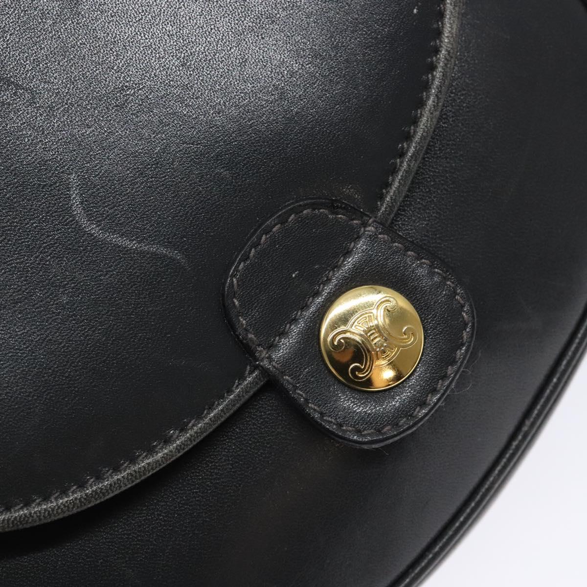 CELINE Shoulder Bag Leather Gray Gold Auth 139263