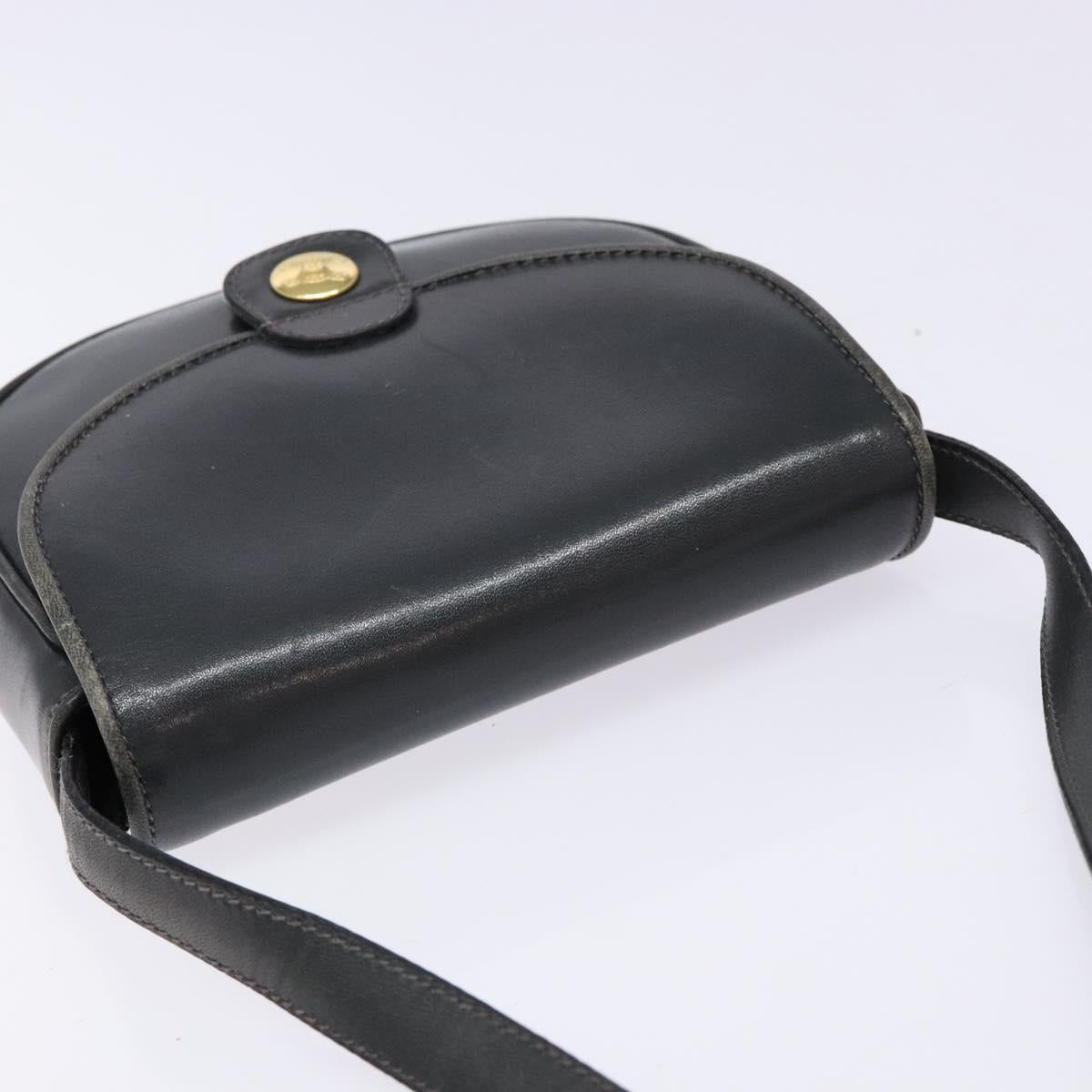 CELINE Shoulder Bag Leather Gray Gold Auth 139263