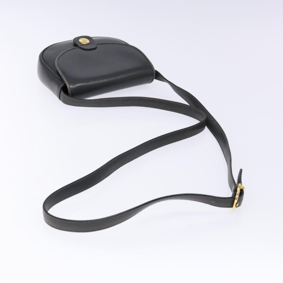 CELINE Shoulder Bag Leather Gray Gold Auth 139263