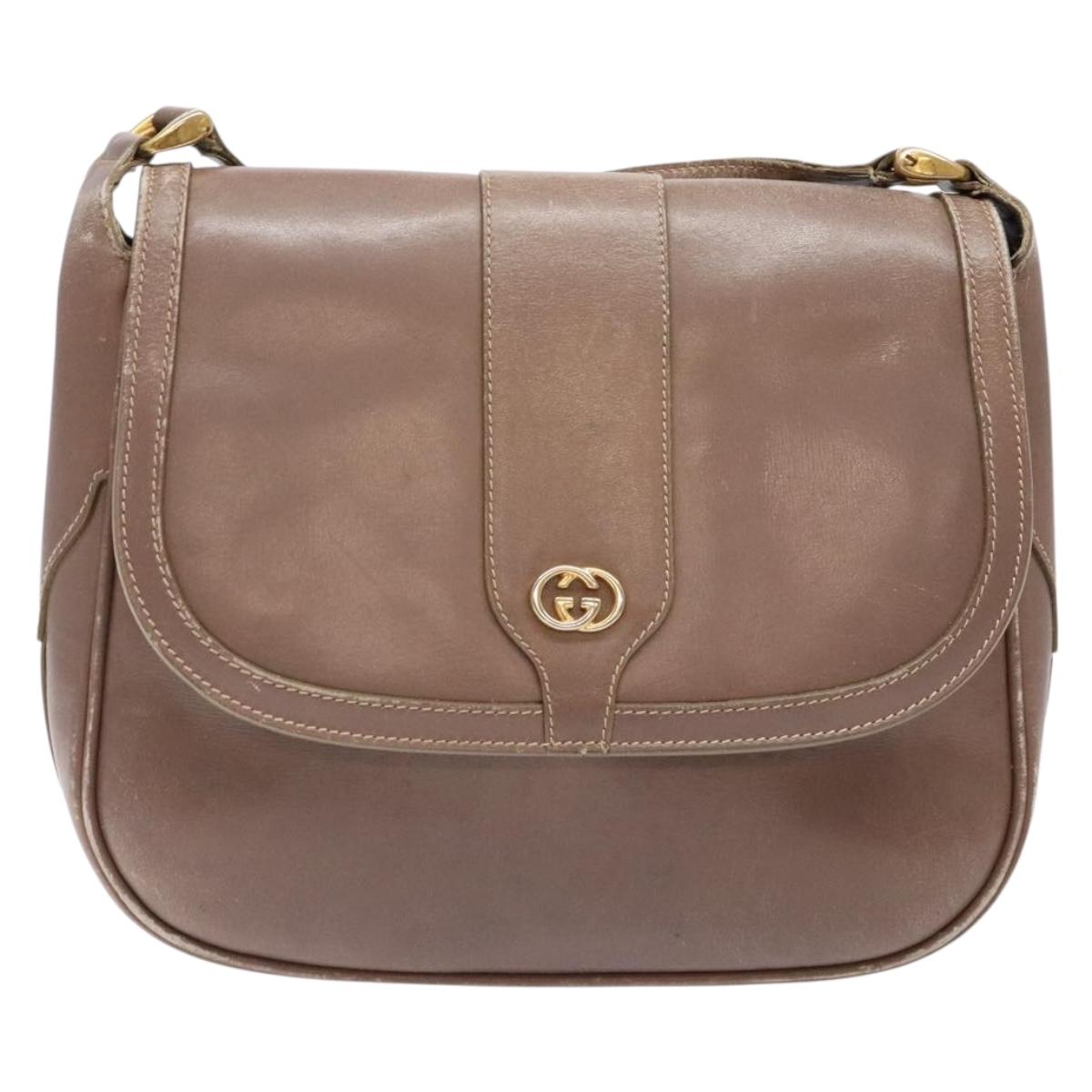 GUCCI Shoulder Bag Leather Beige Gold 001 115 4425 Auth 139269