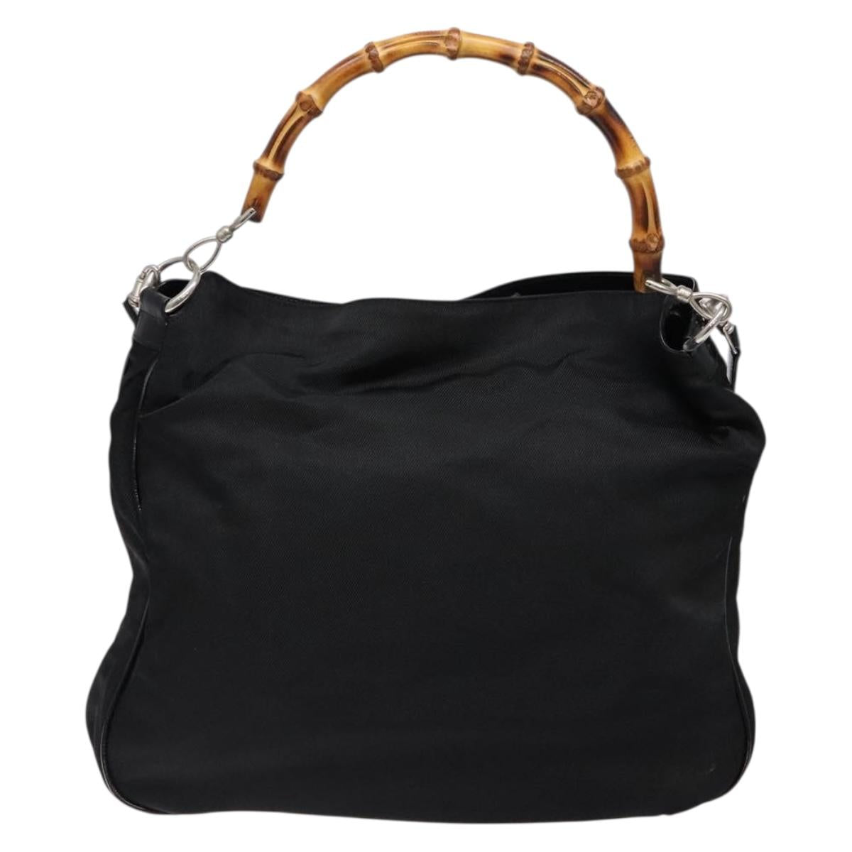 GUCCI Bamboo Shoulder Bag Canvas 2way Black Silver 001 2123 1577 Auth 139274