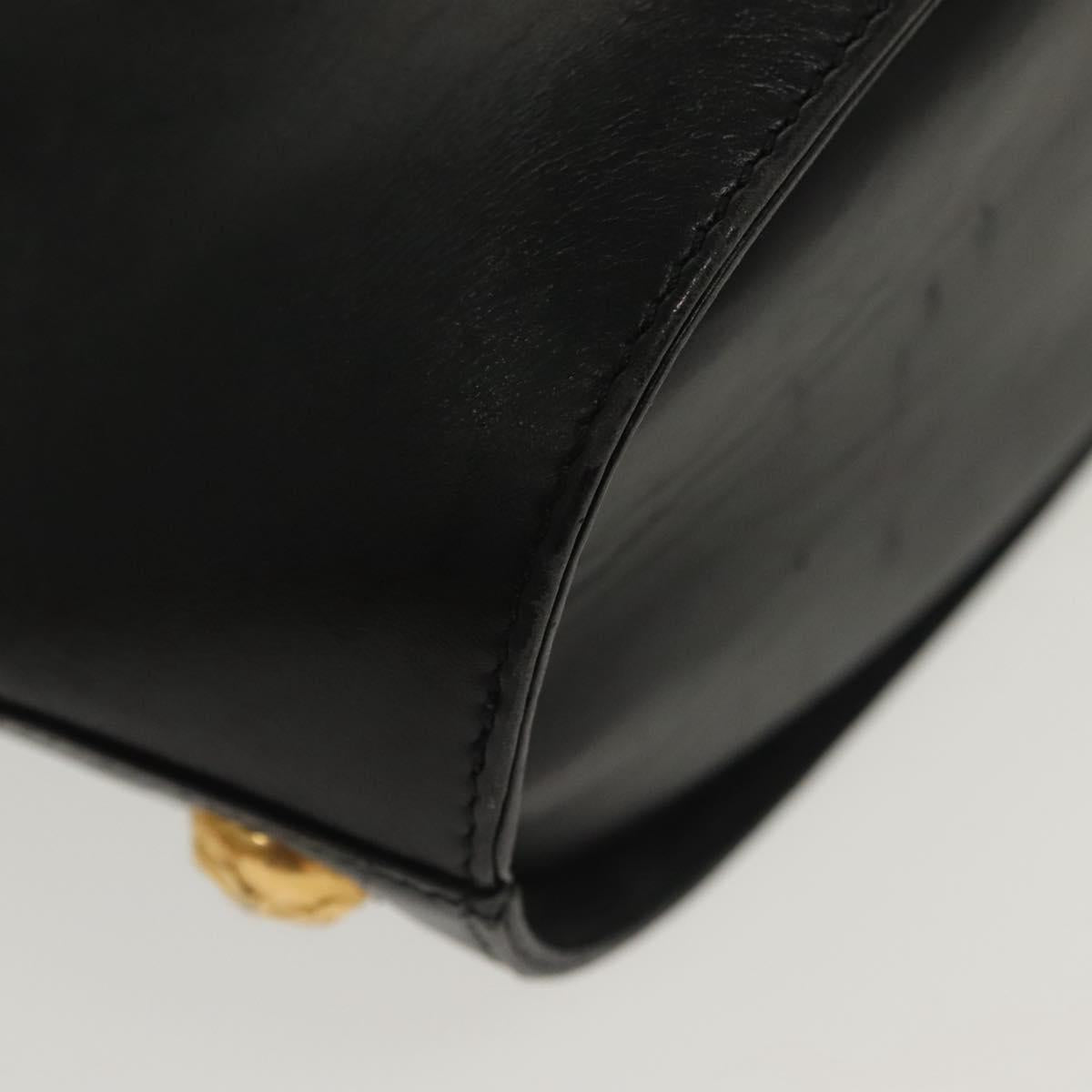 Salvatore Ferragamo Hand Bag Leather Black Gold Auth 139277