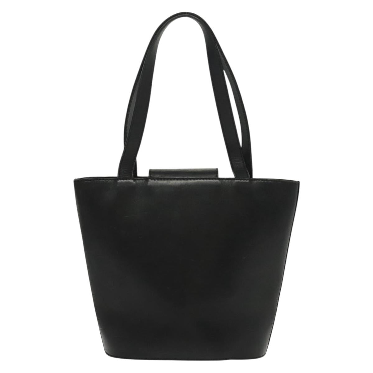 Salvatore Ferragamo Hand Bag Leather Black Gold Auth 139277
