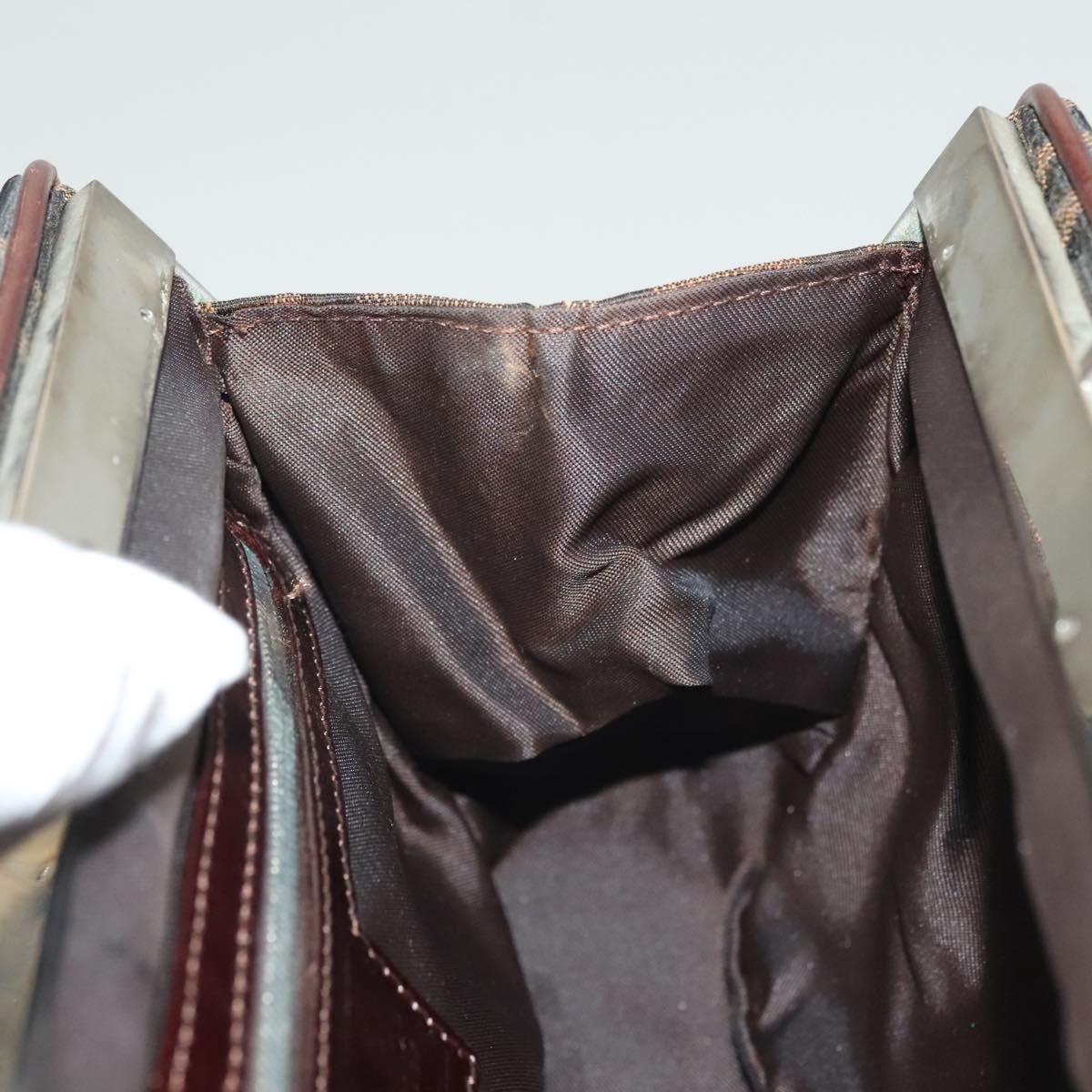 FENDI Zucca Canvas Hand Bag Black Brown Auth 139279
