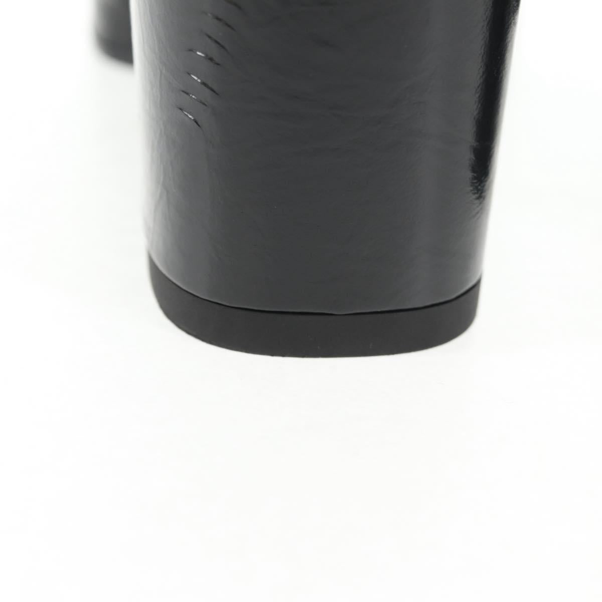 CHANEL Matelasse Heel Sandals Leather Blue CC Auth 139286M