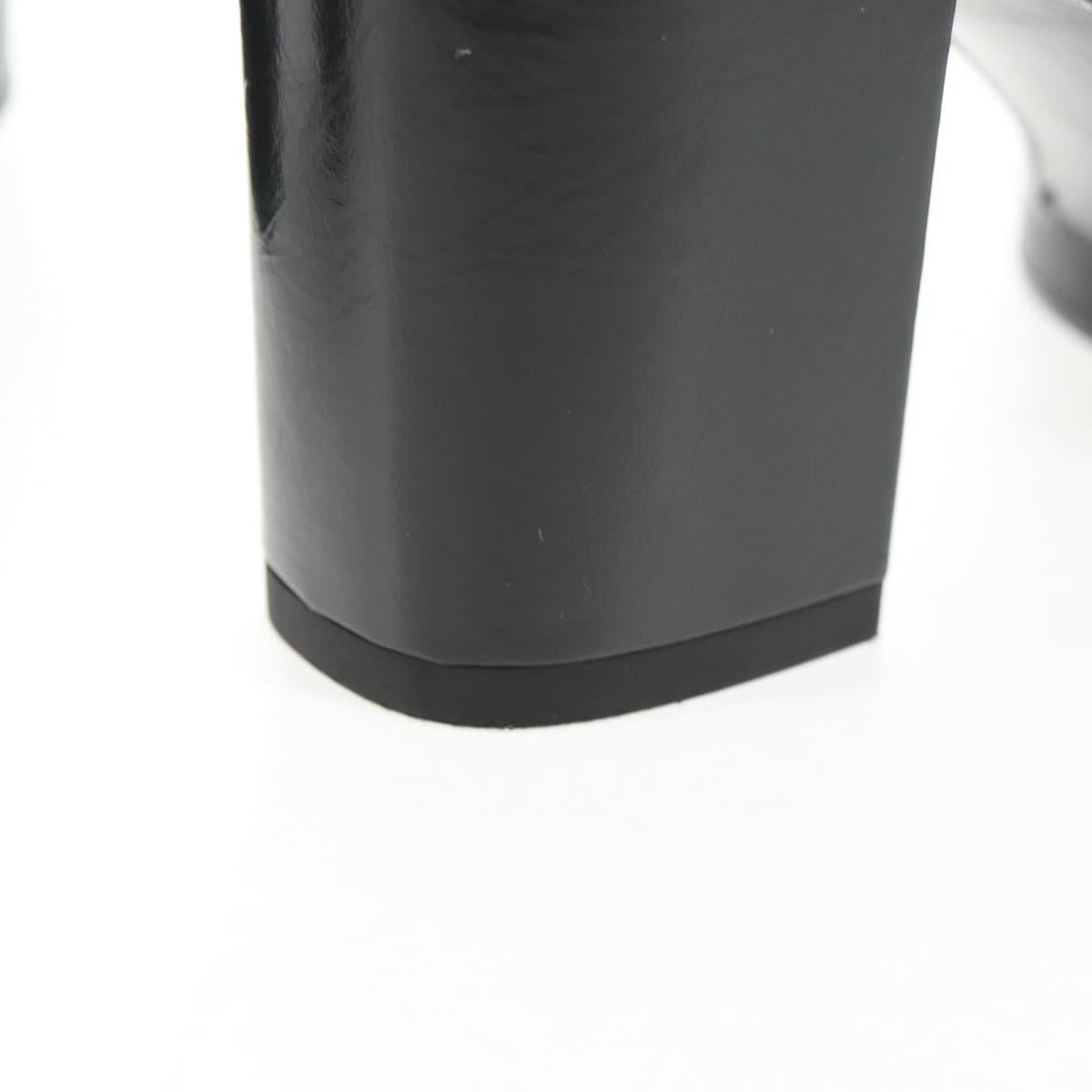 CHANEL Matelasse Heel Sandals Leather Blue CC Auth 139286M