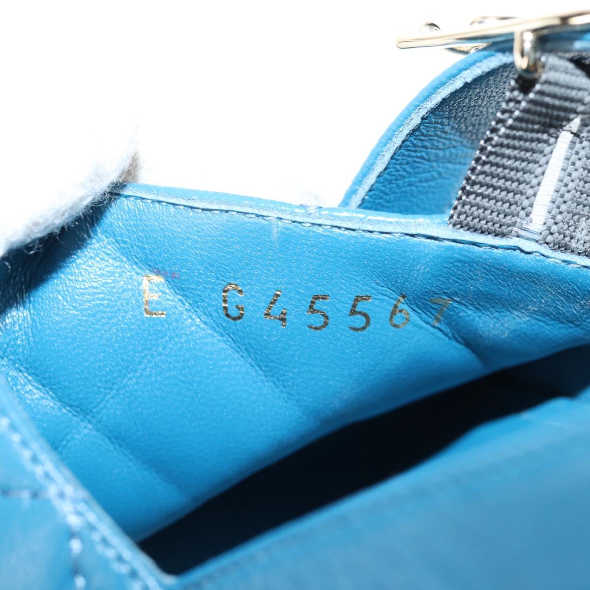 CHANEL Matelasse Heel Sandals Leather Blue CC Auth 139286M