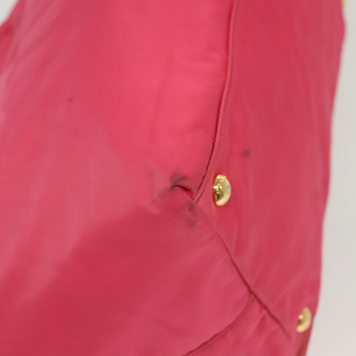 PRADA Hand Bag Nylon Pink Gold Auth 139304