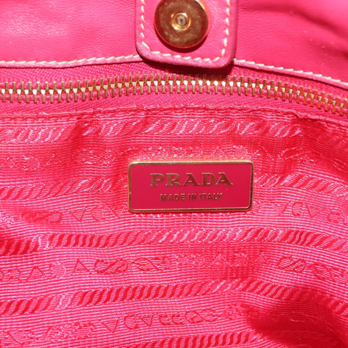 PRADA Hand Bag Nylon Pink Gold Auth 139304