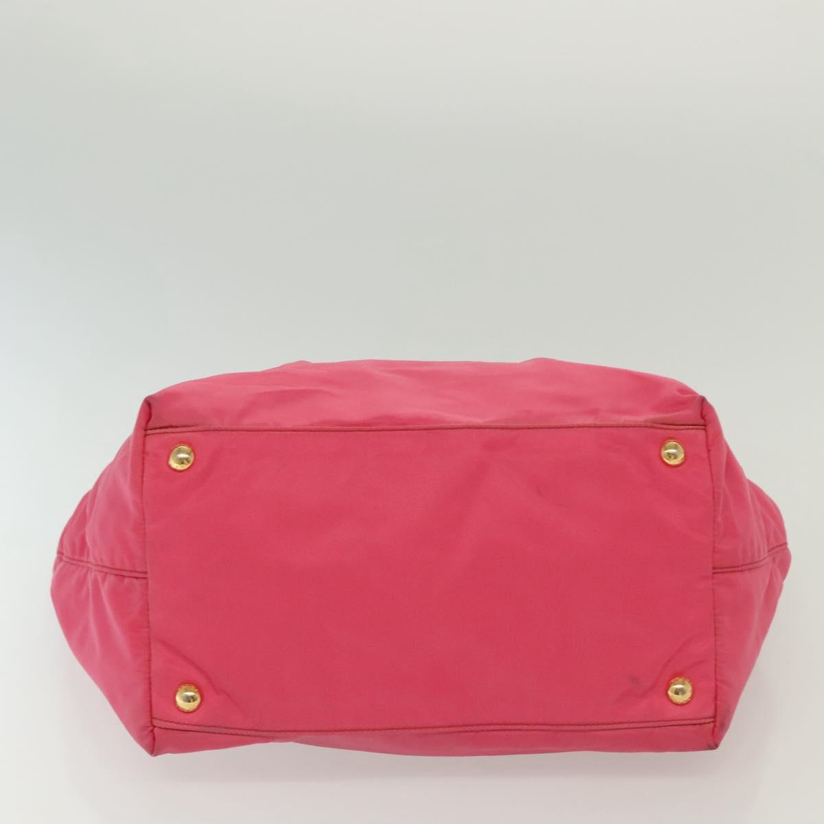 PRADA Hand Bag Nylon Pink Gold Auth 139304