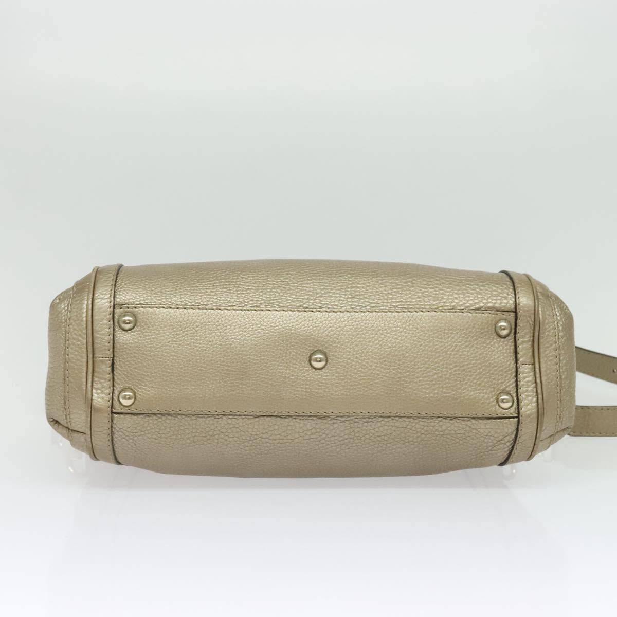 GUCCI Bamboo Tote Bag Leather 2way Gold 282300 Auth 139306