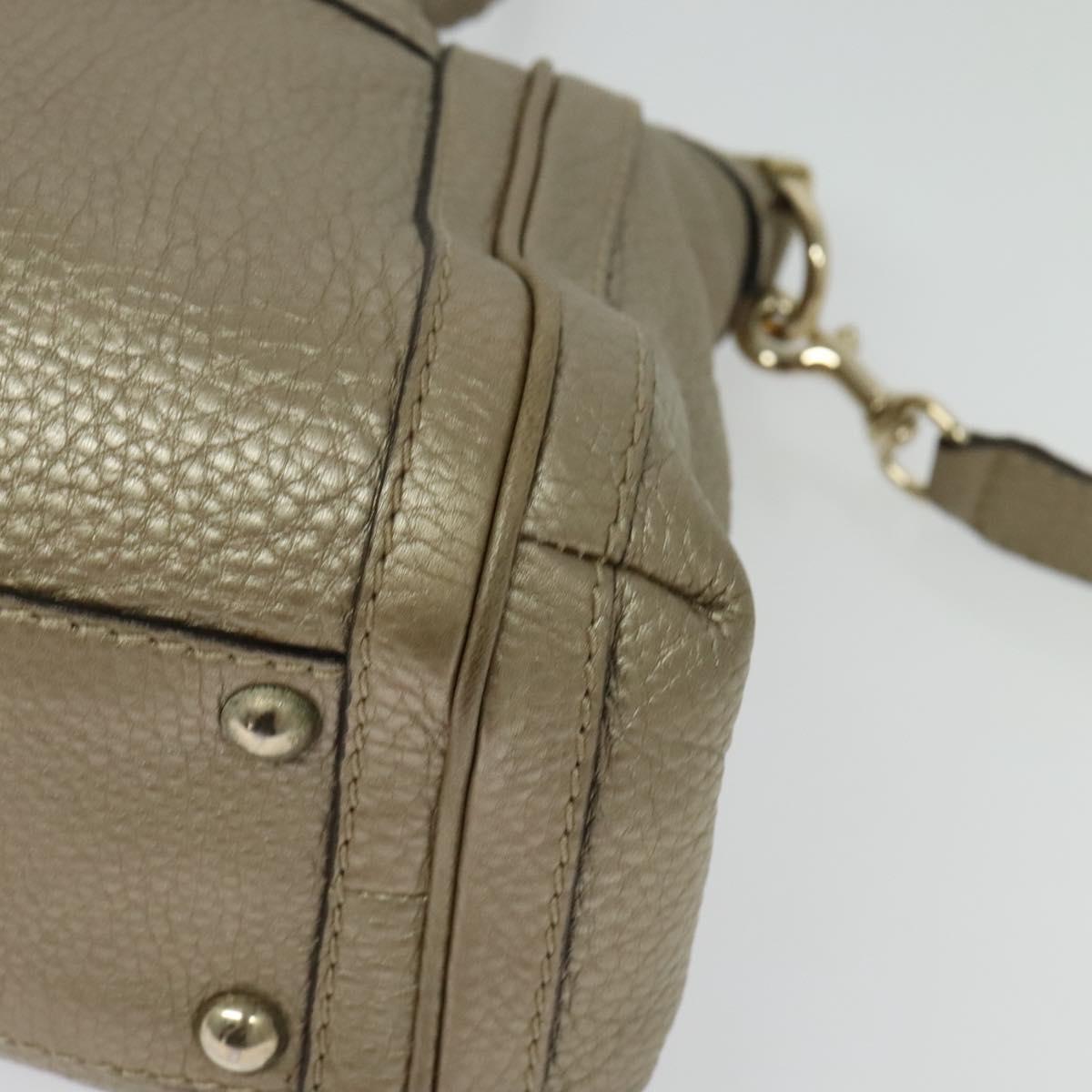 GUCCI Bamboo Tote Bag Leather 2way Gold 282300 Auth 139306