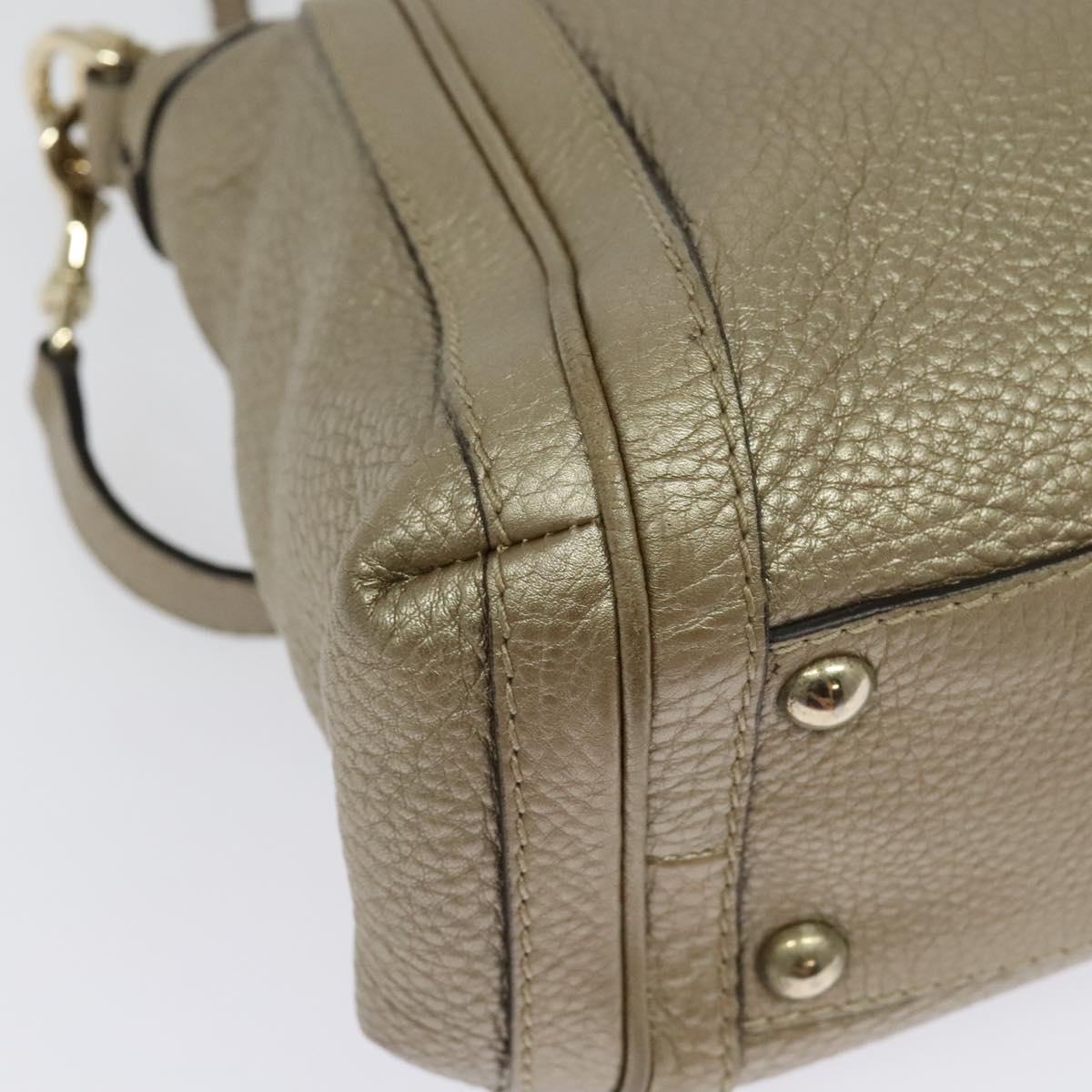 GUCCI Bamboo Tote Bag Leather 2way Gold 282300 Auth 139306