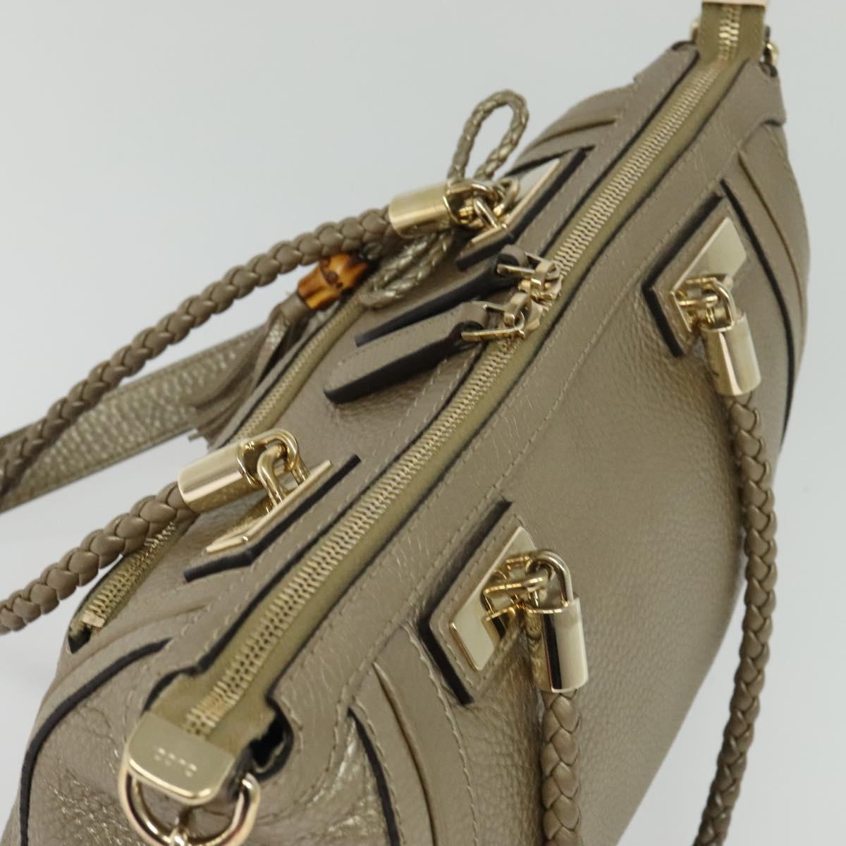 GUCCI Bamboo Tote Bag Leather 2way Gold 282300 Auth 139306