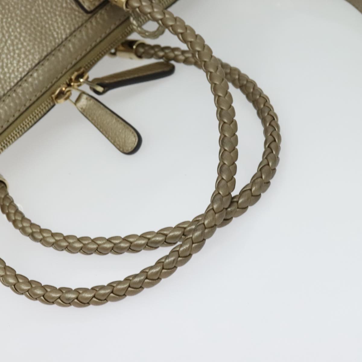 GUCCI Bamboo Tote Bag Leather 2way Gold 282300 Auth 139306