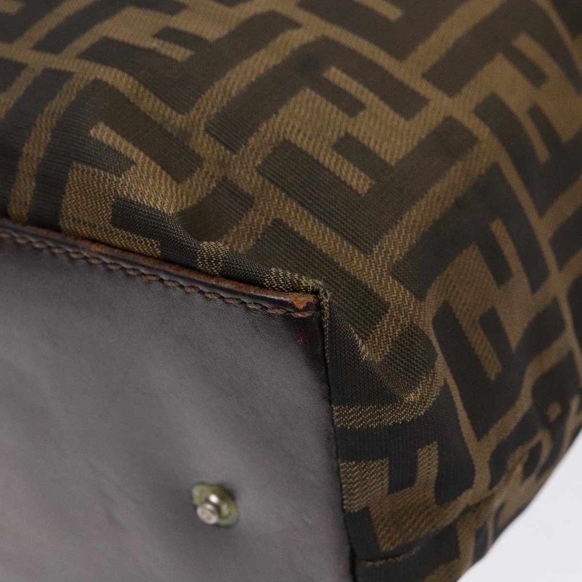 FENDI Zucca Canvas Hand Bag Black Brown Auth 139308
