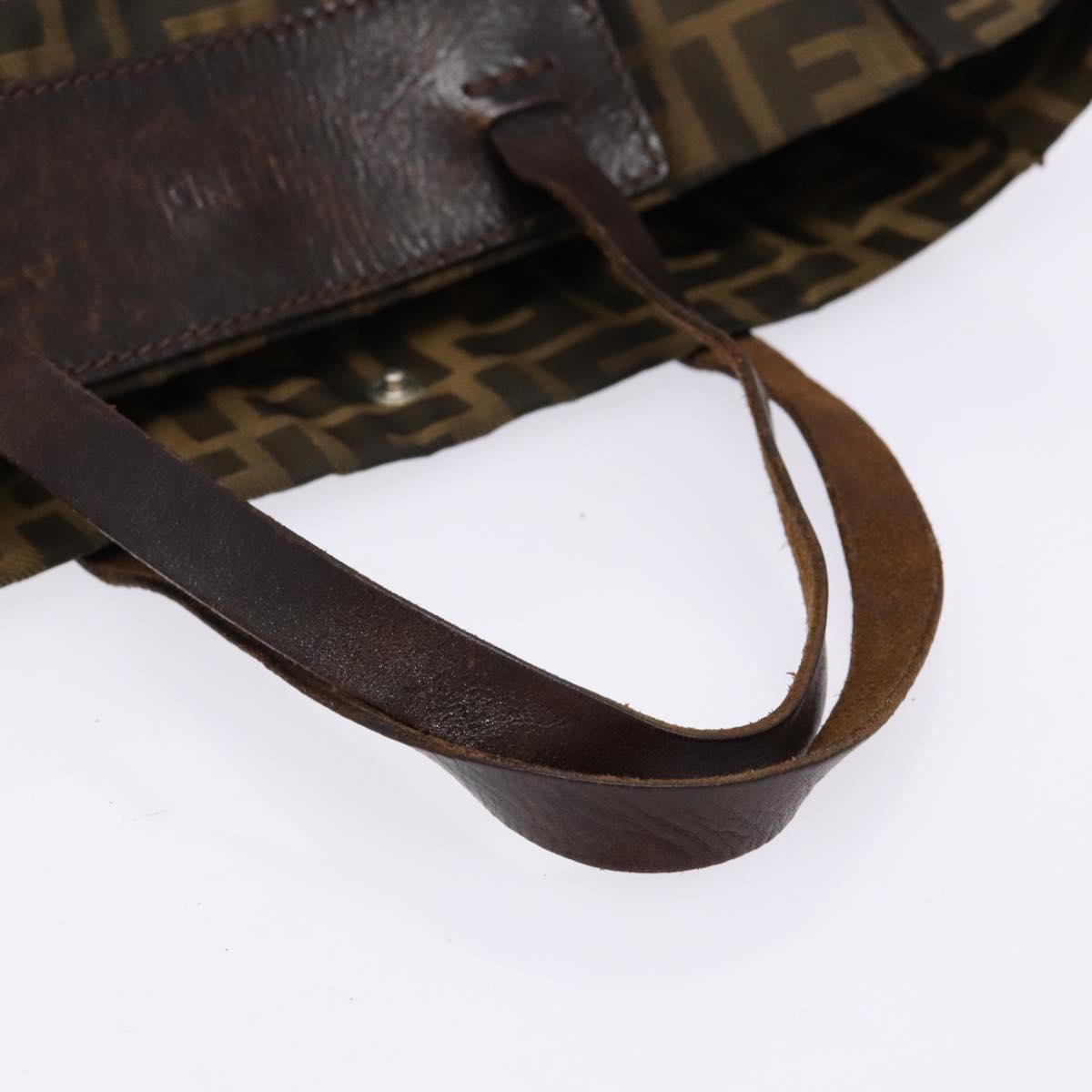 FENDI Zucca Canvas Hand Bag Black Brown Auth 139308