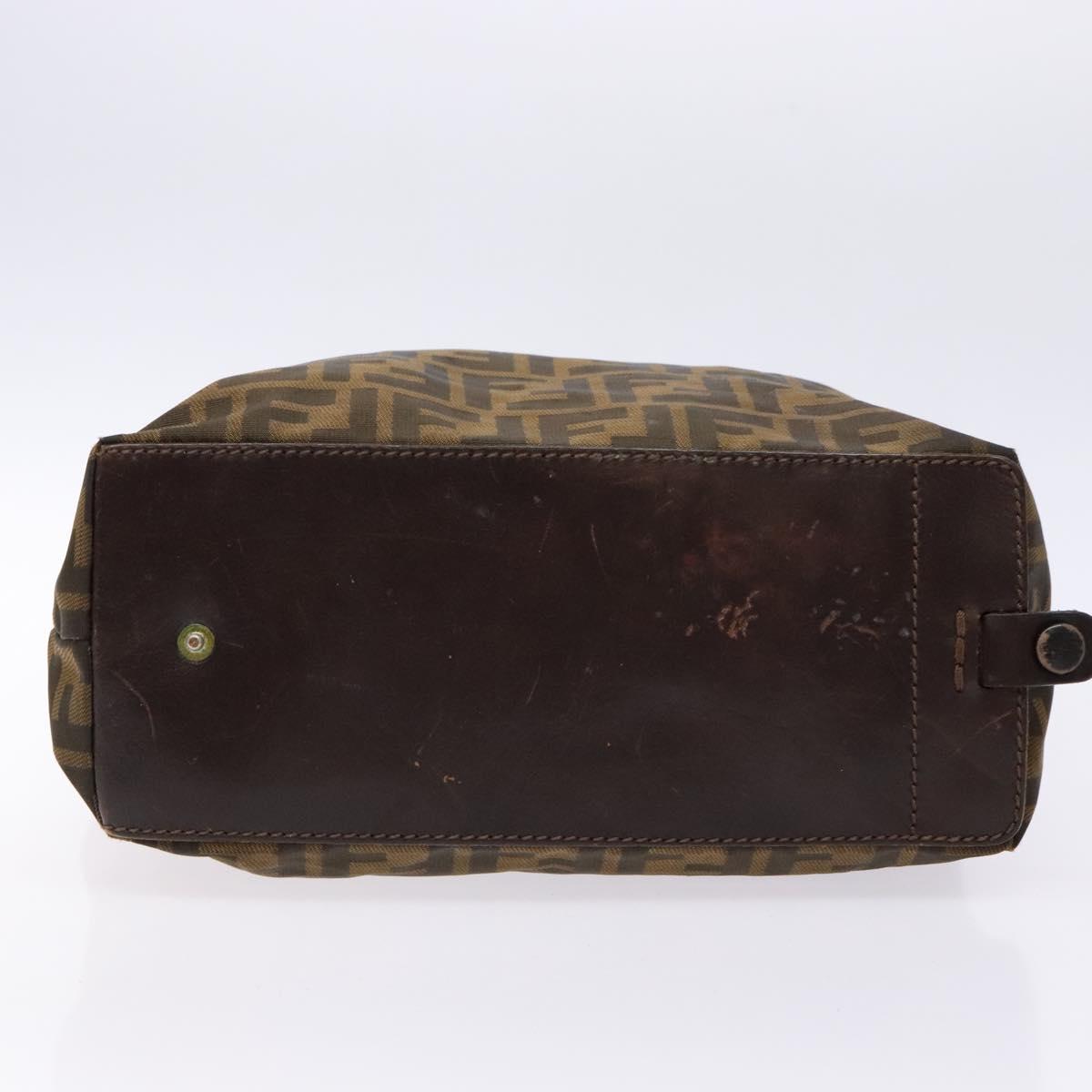 FENDI Zucca Canvas Hand Bag Black Brown Auth 139308