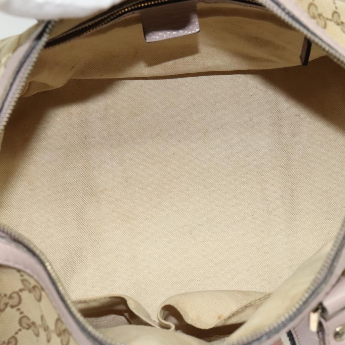 GUCCI GG Canvas Sherry Line Hand Bag 2way Beige Gold 247205 Auth 139336