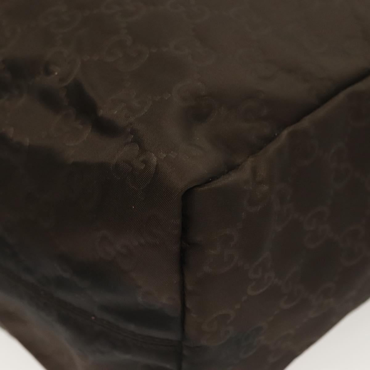 GUCCI GG Canvas Tote Bag Nylon Brown 282439 Auth 139337
