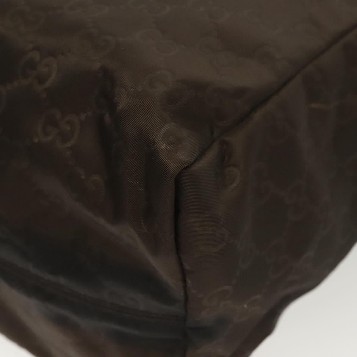 GUCCI GG Canvas Tote Bag Nylon Brown 282439 Auth 139337