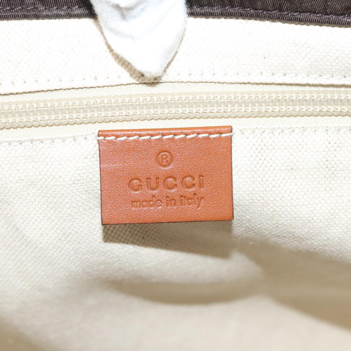 GUCCI GG Canvas Tote Bag Nylon Brown 282439 Auth 139337