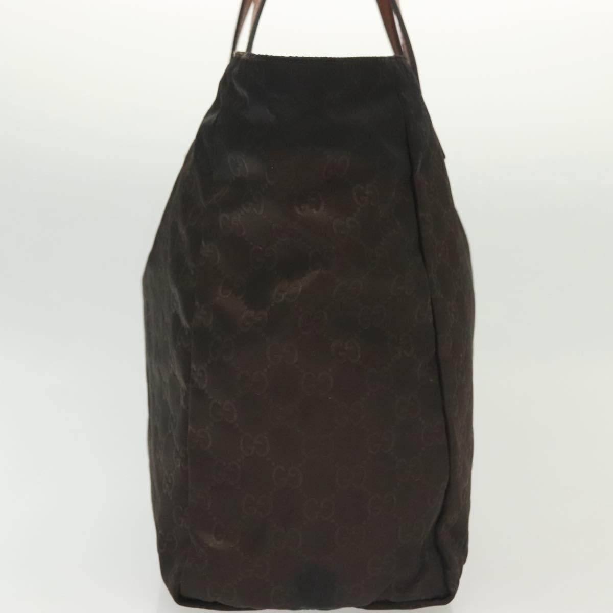 GUCCI GG Canvas Tote Bag Nylon Brown 282439 Auth 139337