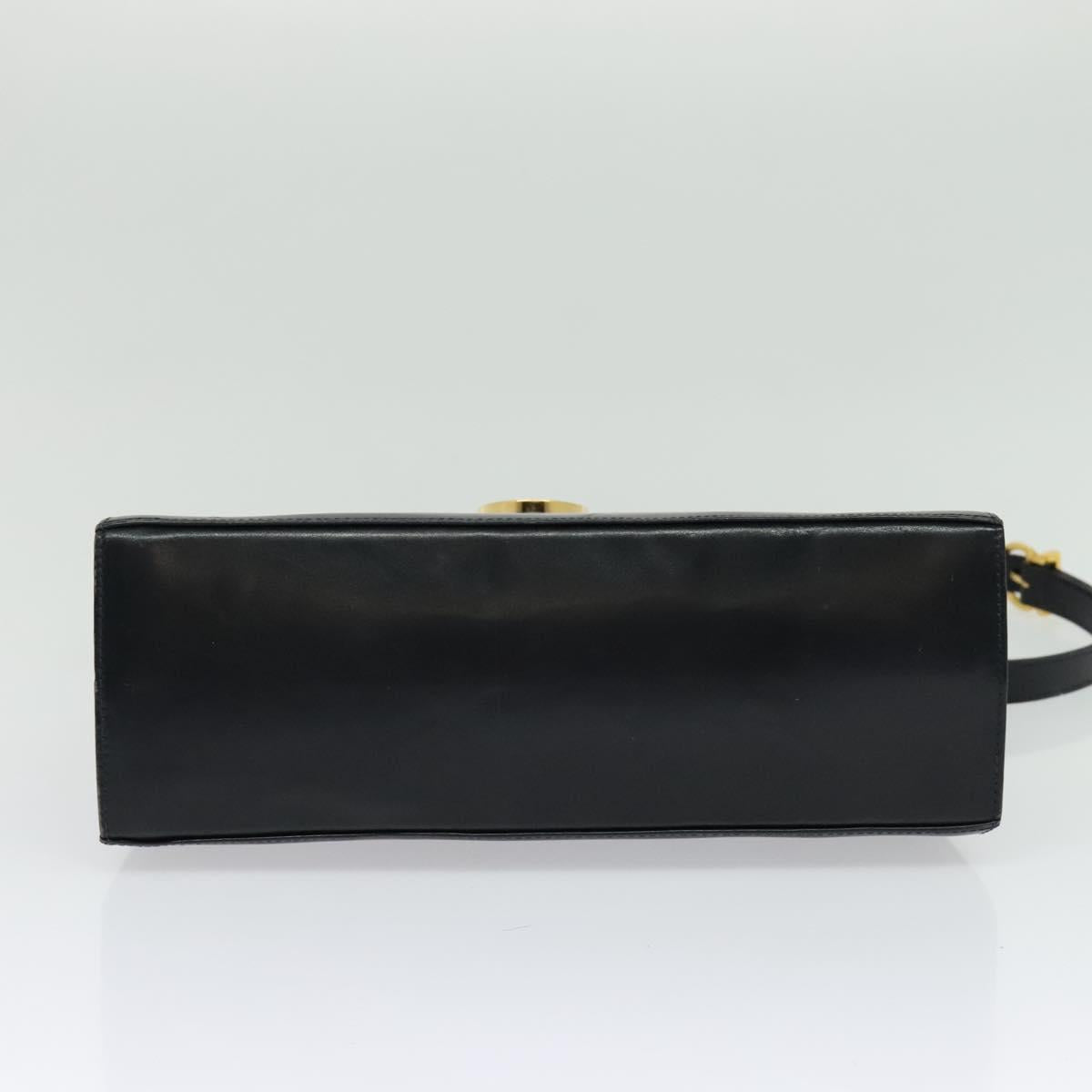 Salvatore Ferragamo Gancini Hand Bag Leather 2way Black Gold Auth 139351