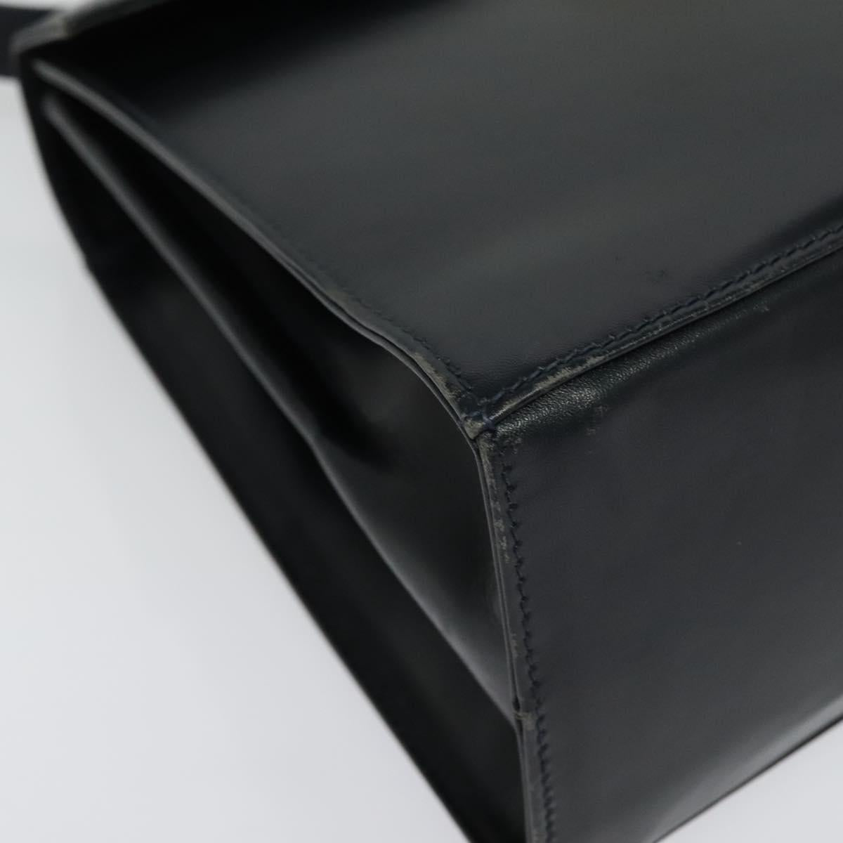 Salvatore Ferragamo Gancini Hand Bag Leather 2way Black Gold Auth 139351