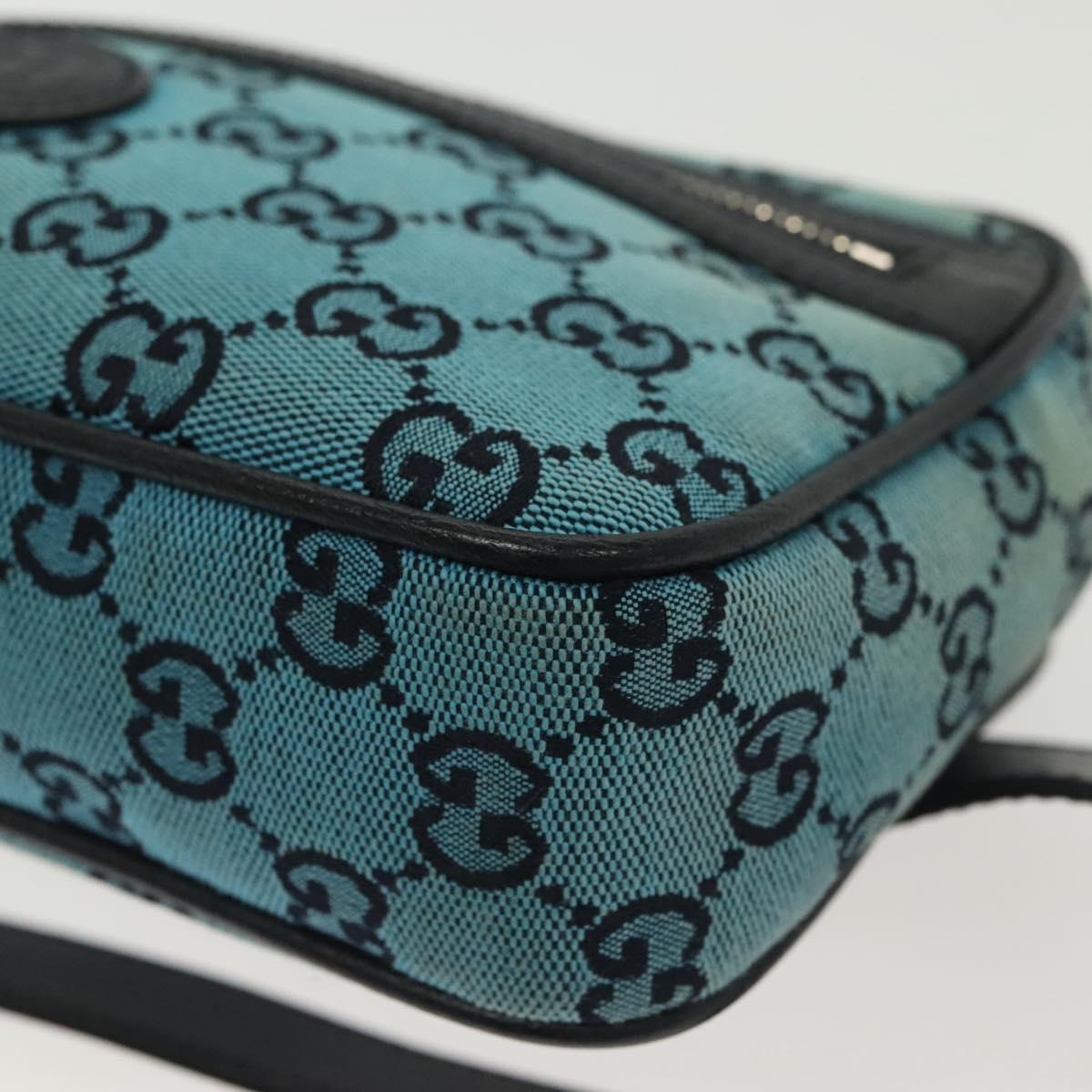 GUCCI GG Canvas Waist Bag Blue Silver 658657 Auth 139364