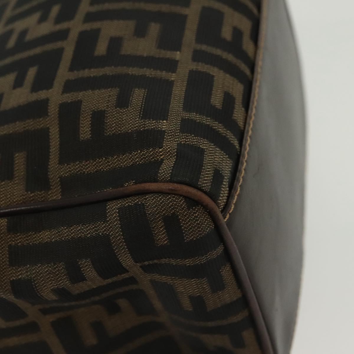 FENDI Zucca Canvas Shoulder Bag Black Brown Auth 139367