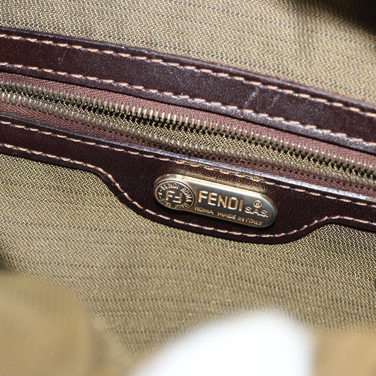FENDI Zucca Canvas Shoulder Bag Black Brown Auth 139367