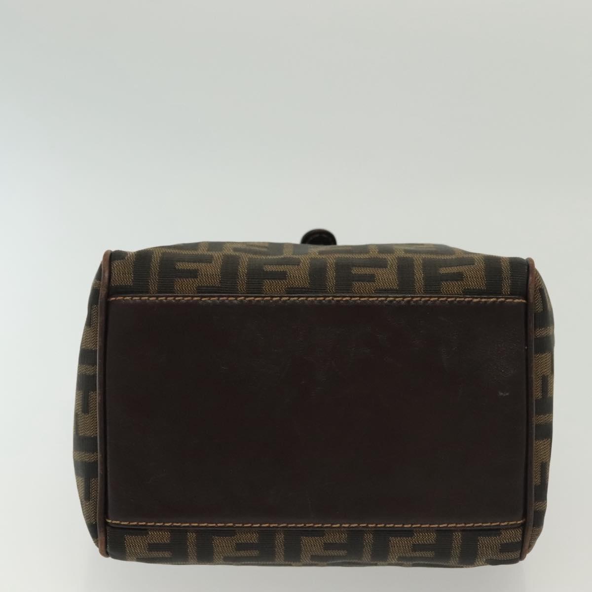 FENDI Zucca Canvas Shoulder Bag Black Brown Auth 139367