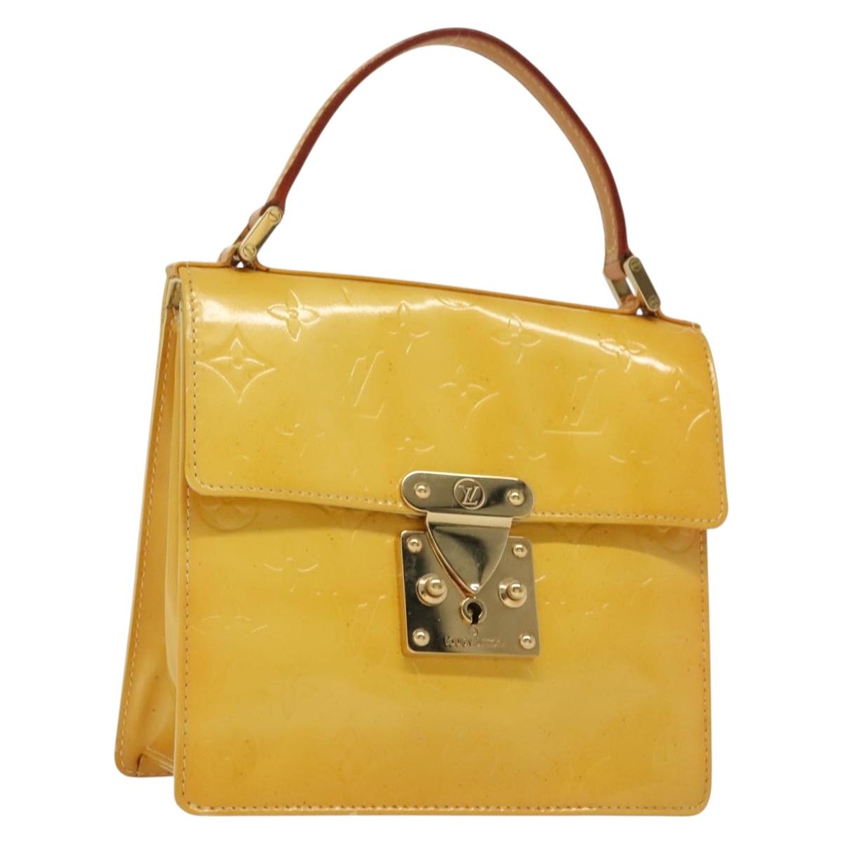 LOUIS VUITTON Monogram Vernis Spring Street Bag Lime Yellow M91068 Auth 139389