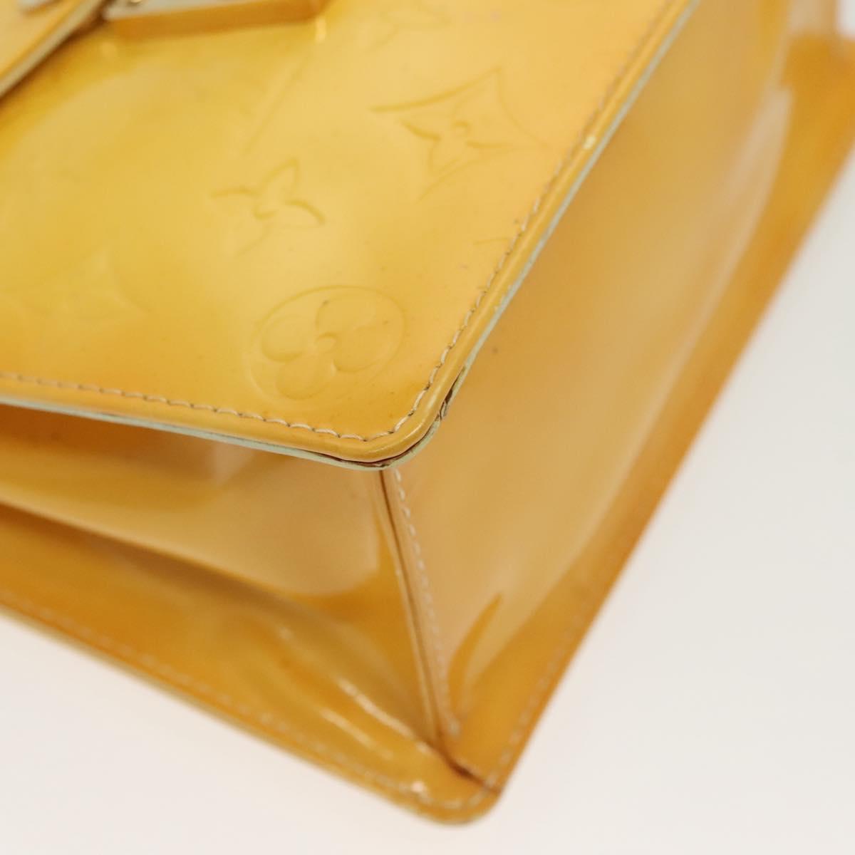 LOUIS VUITTON Monogram Vernis Spring Street Bag Lime Yellow M91068 Auth 139389