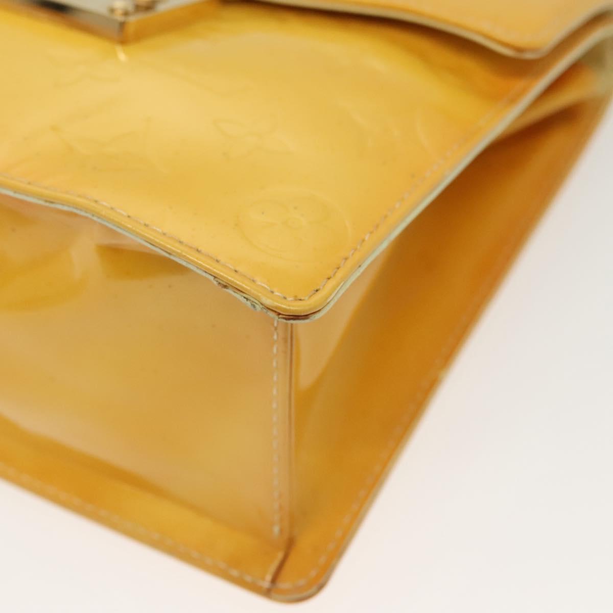 LOUIS VUITTON Monogram Vernis Spring Street Bag Lime Yellow M91068 Auth 139389