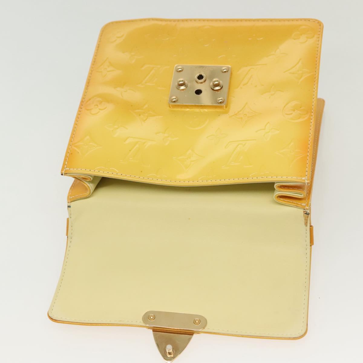 LOUIS VUITTON Monogram Vernis Spring Street Bag Lime Yellow M91068 Auth 139389