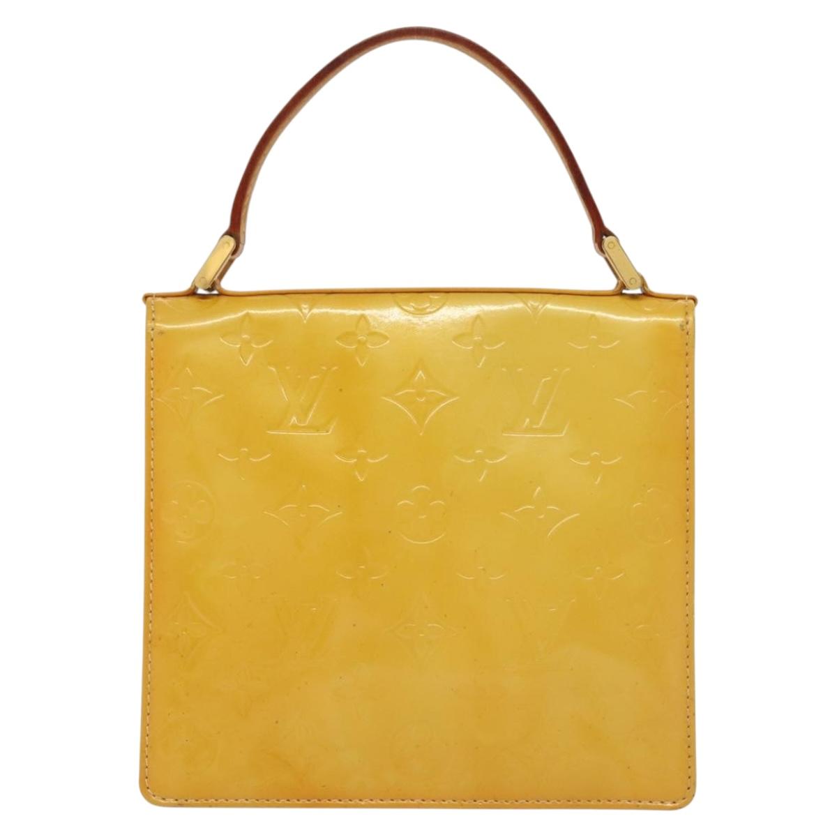 LOUIS VUITTON Monogram Vernis Spring Street Bag Lime Yellow M91068 Auth 139389