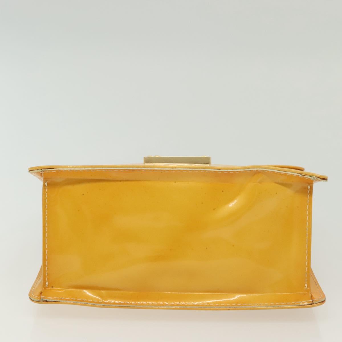 LOUIS VUITTON Monogram Vernis Spring Street Bag Lime Yellow M91068 Auth 139389