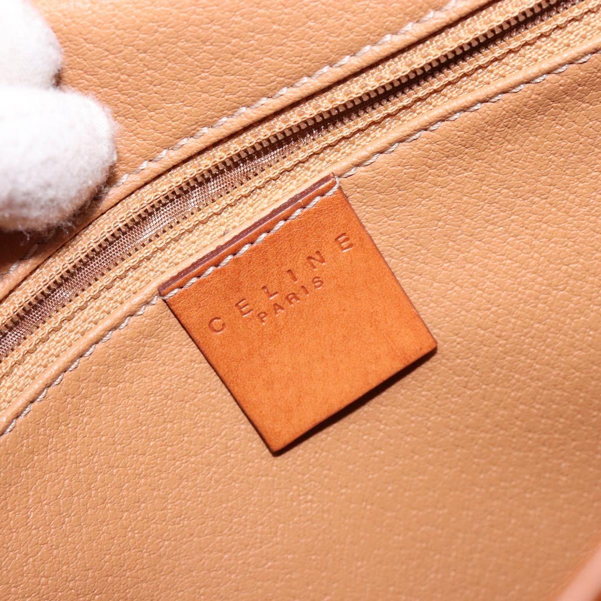 CELINE Macadam Canvas Shoulder Bag PVC Leather Brown Gold Auth 139393