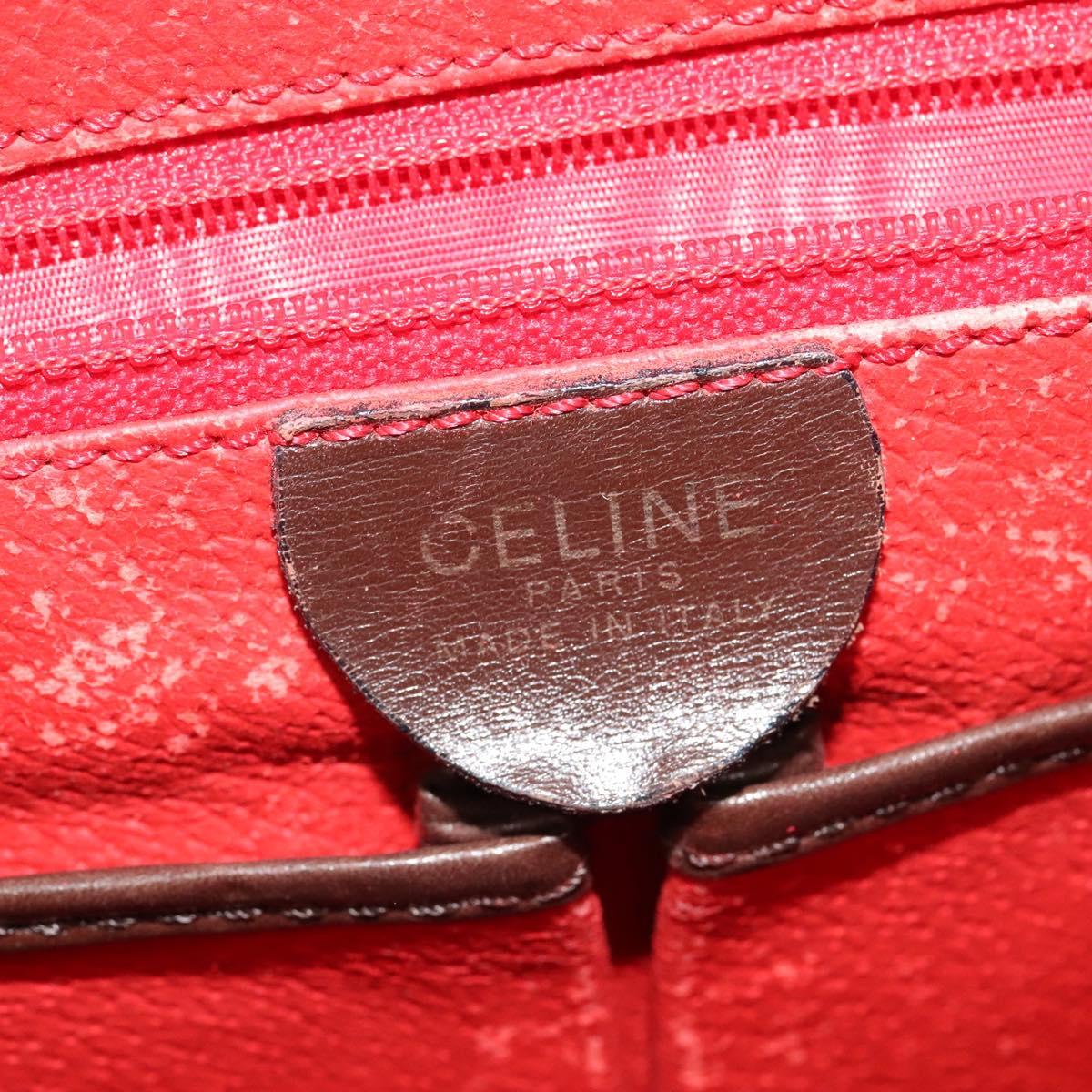 CELINE Shoulder Bag Leather Brown Gold Auth 139394