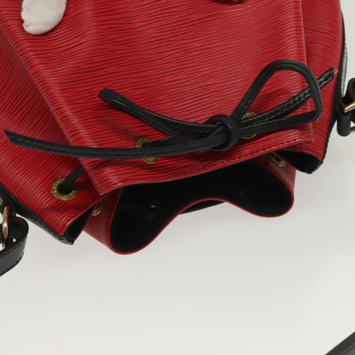 LOUIS VUITTON Epi Petit Noe Shoulder Bag Bicolor Black Red M44017 LV Auth 139399