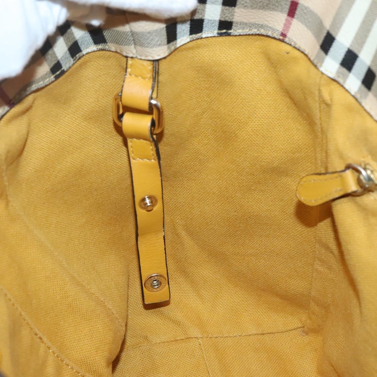 BURBERRY Nova Check Tote Bag PVC Beige Gold Auth 139408