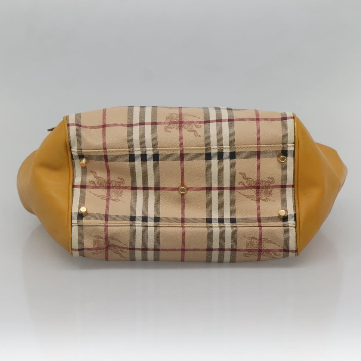 BURBERRY Nova Check Tote Bag PVC Beige Gold Auth 139408