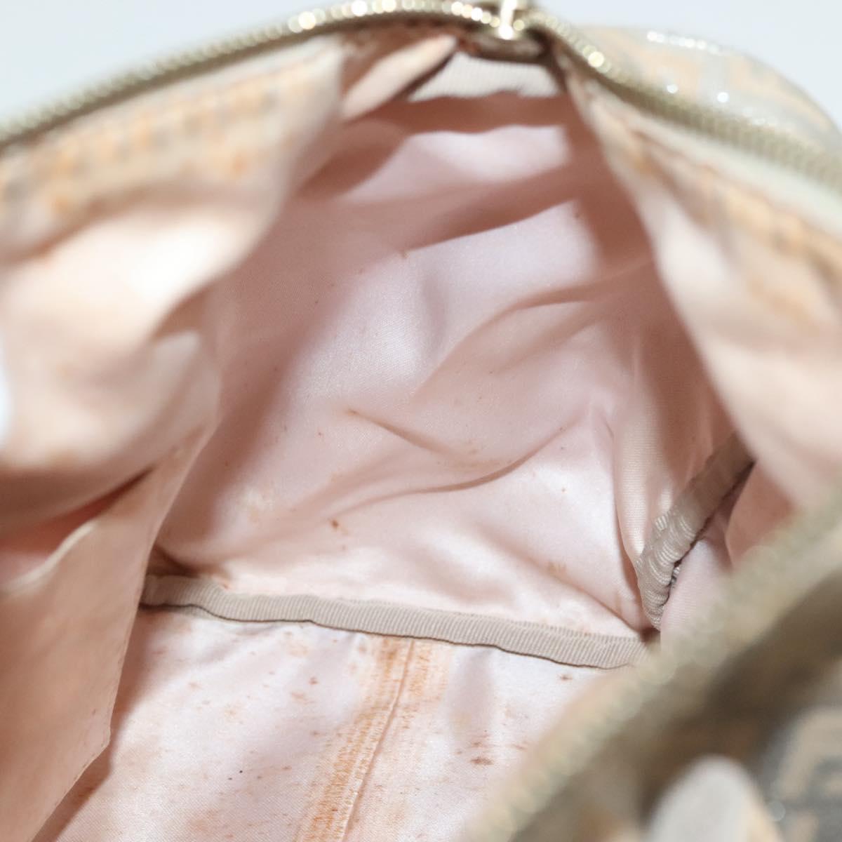 FENDI Zucchino Canvas Hand Bag Silver Gold Auth 139411