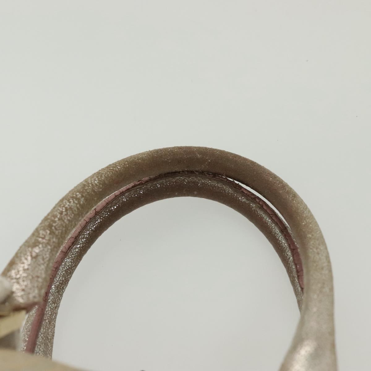 FENDI Zucchino Canvas Hand Bag Silver Gold Auth 139411