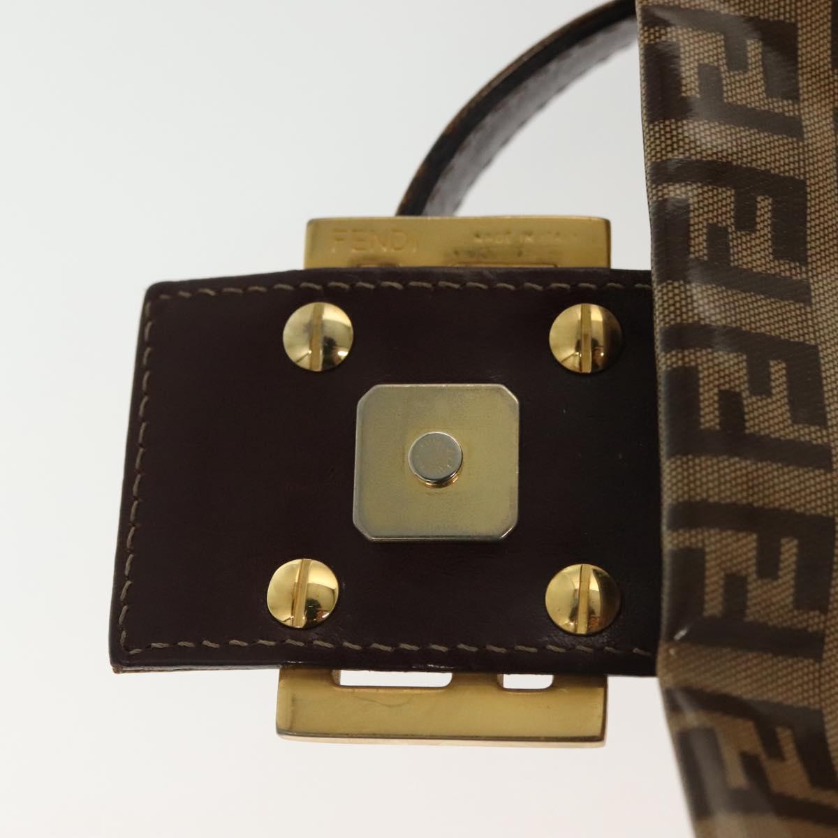 FENDI Zucchino Canvas Mamma Baguette Bag Coated Canvas Black Brown Auth 139412