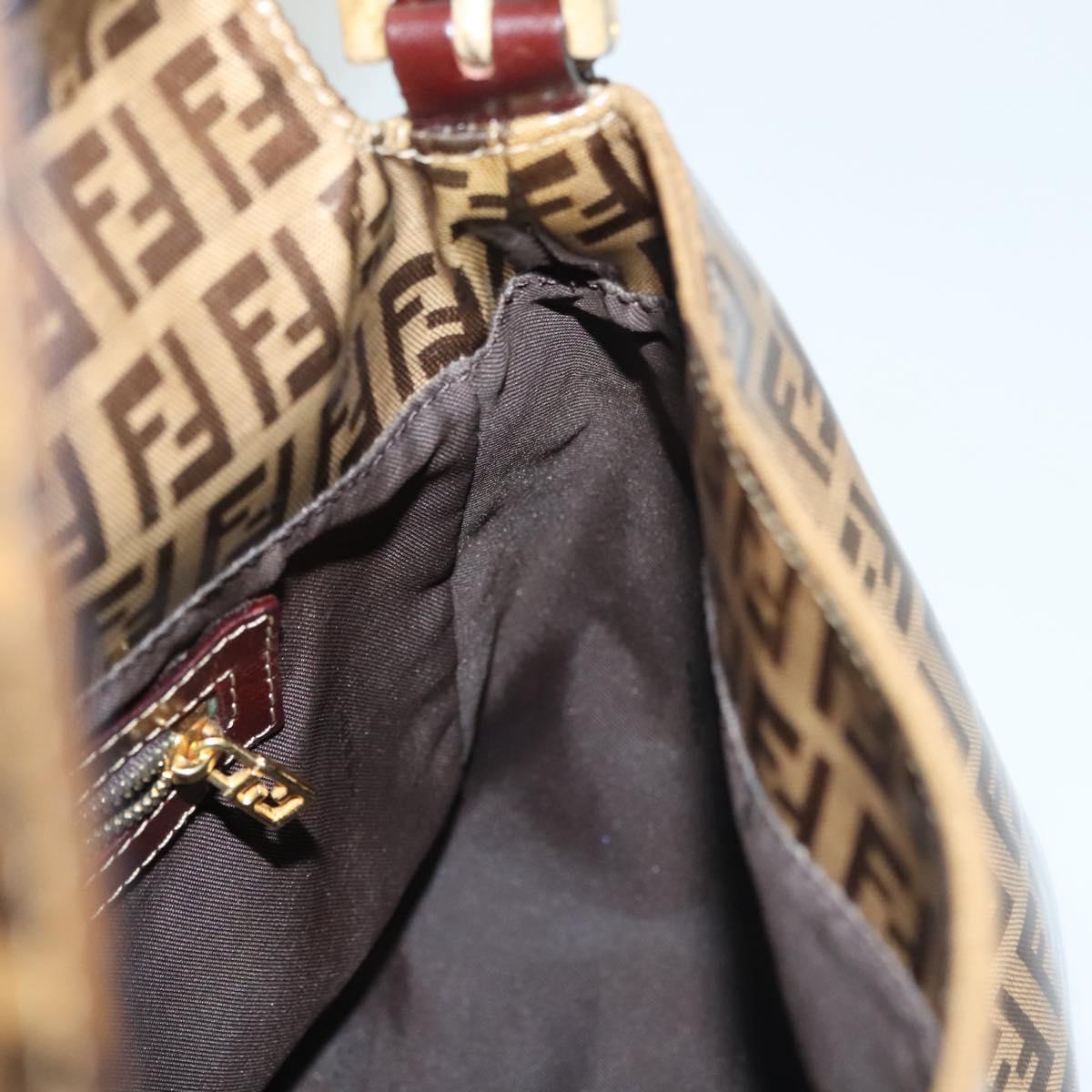FENDI Zucchino Canvas Mamma Baguette Bag Coated Canvas Black Brown Auth 139412
