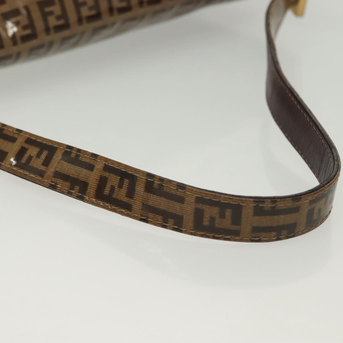 FENDI Zucchino Canvas Mamma Baguette Bag Coated Canvas Black Brown Auth 139412